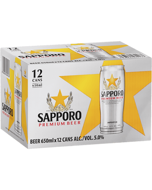 Sapporo Premium Lager Cans 650ml  12 Case