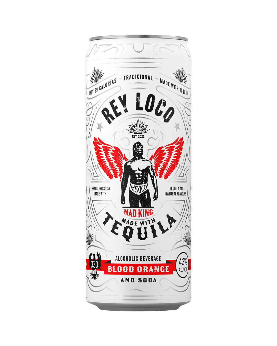 Rey Loco Tequila Blood Orange & Soda Can 330mL