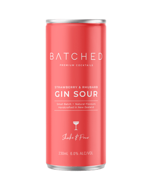 Batched Cocktails Strawberry & Rhubarb Gin Sour Can 230ml  Can