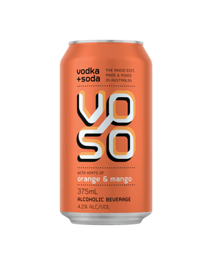 Voso Flavoured Vodka And Soda Orange Mango Cans 375ml  Can