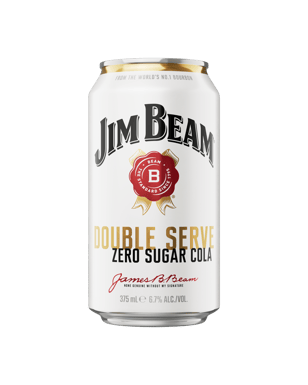 Jim Beam Double Serve Zero Sugar Cola 375ml  Can