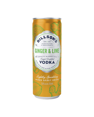 Billson's Vodka With Ginger & Lime Cans 355ml  Can