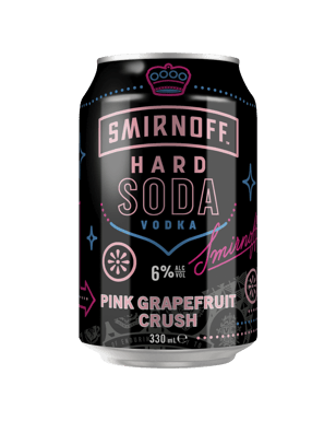 Smirnoff Hard Soda Pink Grapefruit Crush 6% Can 330ml  Each