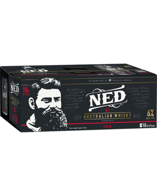 Ned Australian Whisky & Cola 6% 10 Pack Cans 375ml  Can