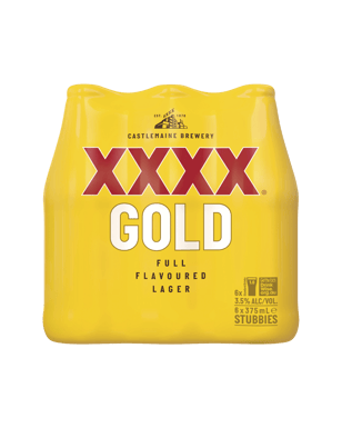 Xxxx Gold Mid Strength Lager Bottles 375ml  6 Pack