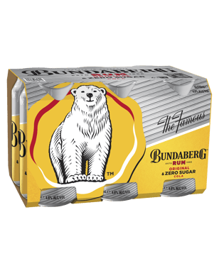 Bundaberg Rum & Zero Sugar Cola Cans 375ml  6 Pack