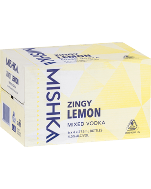 Mishka Vodka Zingy Lemon Bottles 275ml  24 Case