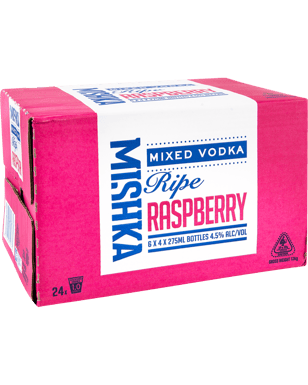 Mishka Vodka Ripe Raspberry Bottles 275ml  24 Case