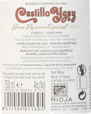 Marques De Murrieta Castillo Ygay Gran Reserva Rioja  Bottle