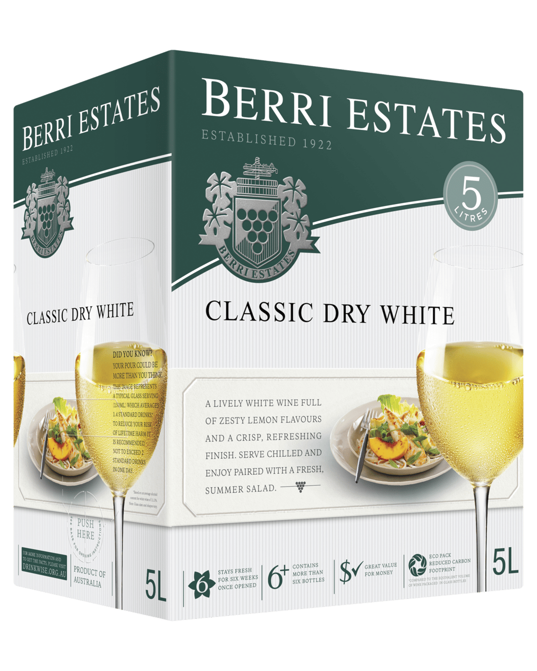 Buy Berri Estates Crisp Dry White Cask 5l Online or From Your Nearest Store  (at Everyday Low Prices) with ASAP Delivery Across Australia: BWS