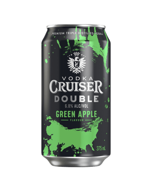 Vodka Cruiser Double Green Apple Cans 375ml  Can
