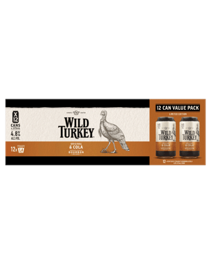 Wild Turkey Bourbon & Cola Cans 10 Pack + 2 Bourbon & Dry Cans  Can