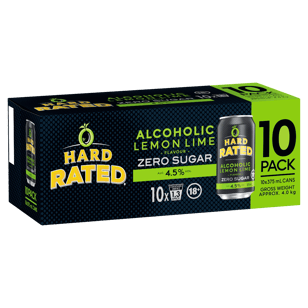 Hard Rated Zero Sugar Lemon Lime 10 Pack Cans 375ml  Can