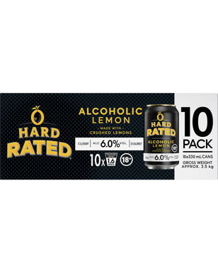 Hard Rated Lemon 6% Cans 10x330ml  Pack
