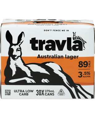 Travla Mid Strength Lager Cans 375ml  Case
