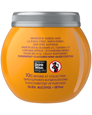 Buzzballz Passionfruit Crush Bottles 187ml  Bottle