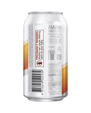 Hahn Super Dry Lager 3.5pct Cans 375ml  Can