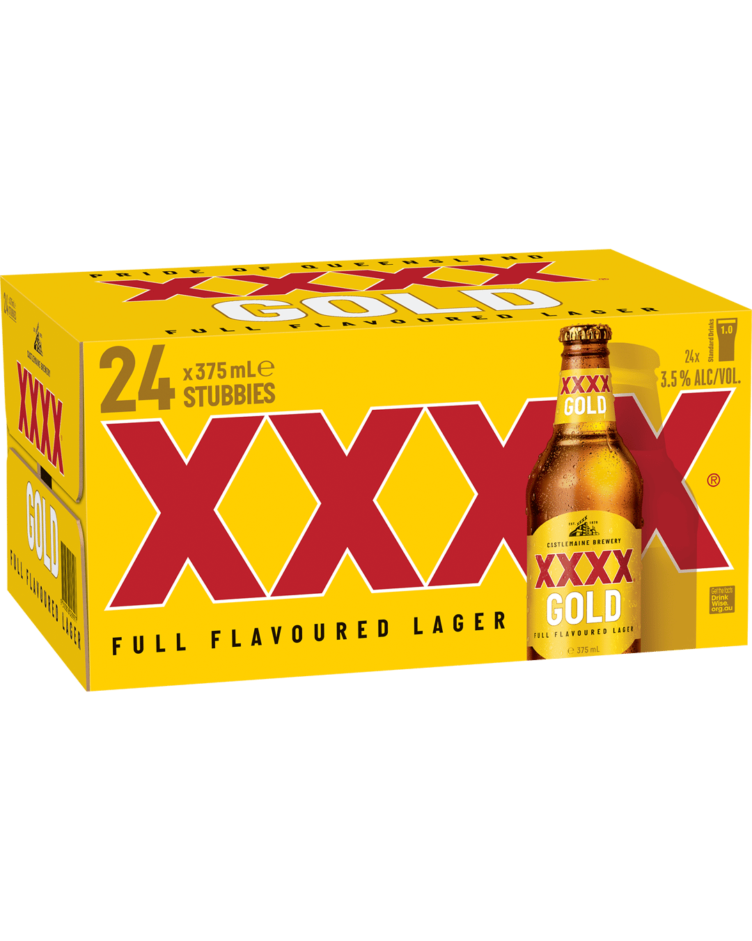XXXX Gold Mid Strength Lager Bottles 375mLx24