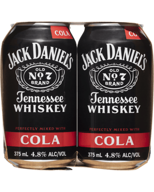 Jack Daniels Whiskey & Cola Cans 4x375ml  4 Pack