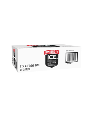 Smirnoff Ice Double Black Zero Sugar Cans 375ml  24 Case