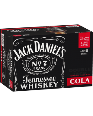 Jack Daniel's Tennessee Whiskey & Cola Bottle 330ml  24 Case