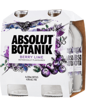 Absolut Botanik Berry Lime & Vodka Bottles 330ml  4 Pack