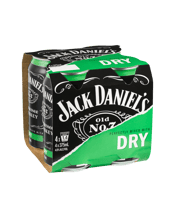 Jack Daniel's Tennessee Whiskey & Dry Can 375ml  4 Pack