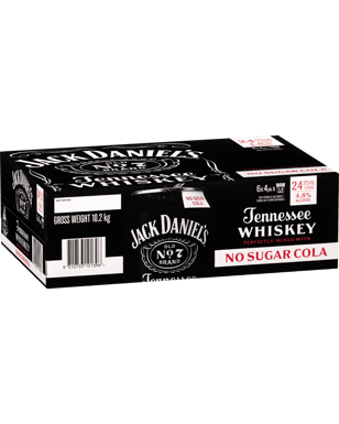 Jack Daniel's Tennessee Whiskey & No Sugar Cola Cans 375ml  24 Case