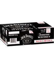Jack Daniel's Tennessee Whiskey & No Sugar Cola Cans 375ml  24 Case