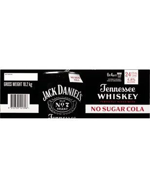 Jack Daniel's Tennessee Whiskey & No Sugar Cola Cans 375ml  24 Case