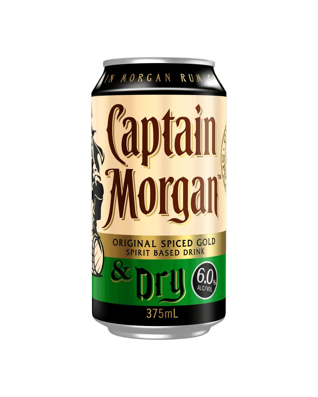 Captain Morgan Original Spiced Gold & Dry Cans 375mL