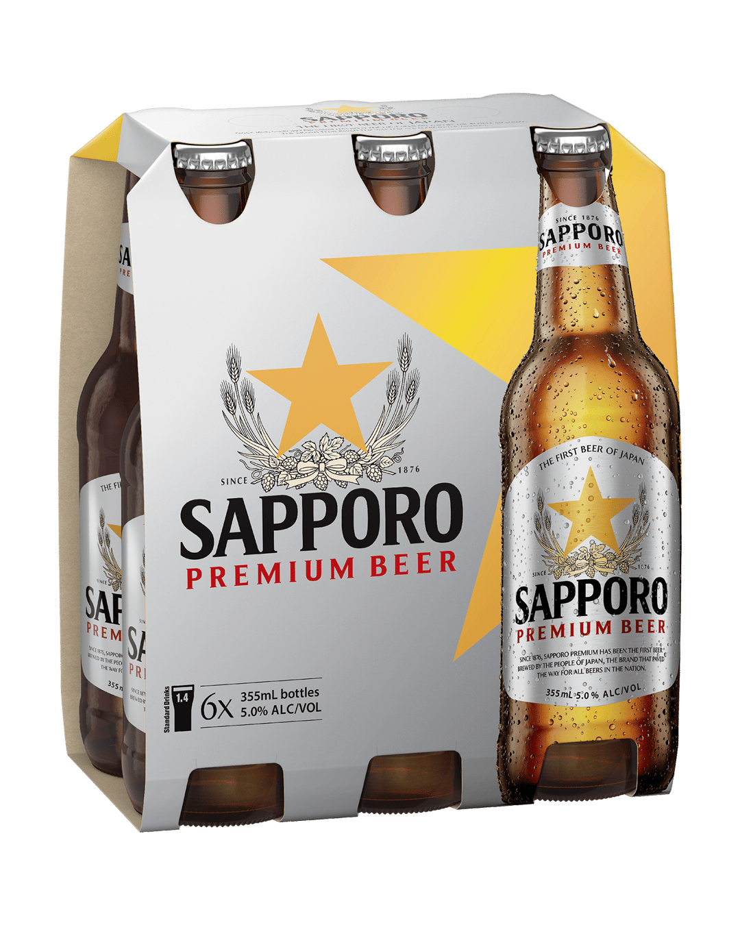 Sapporo Premium Lager Bottles 6x355mL
