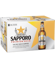 Sapporo Premium Lager Bottles 355ml  24 Case