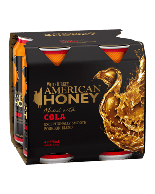 Wild Turkey American Honey Liqueur & Cola Cans 375ml  4 Pack