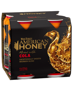 Wild Turkey American Honey Liqueur & Cola Cans 375ml  4 Pack