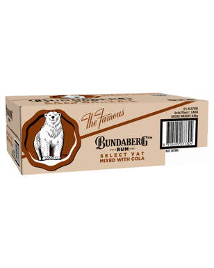 Bundaberg Select Vat Rum & Cola Cans 375ml  24 Case