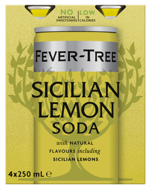 Fever Tree Sicilian Lemon Soda 4x250ml  Can