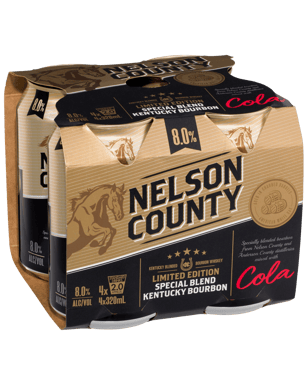Nelson County Bourbon & Cola 8% Cans 10 Pack 320ml  Can