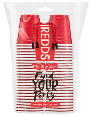 Redds Mini Plastic Cups 40 Pack  Each