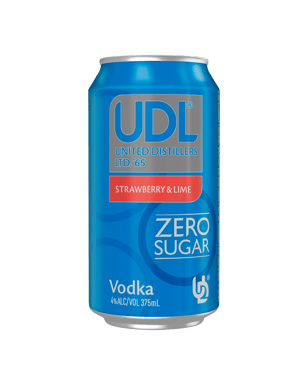 Udl Zero Sugar Vodka Strawberry & Lime Cans 375ml  Can
