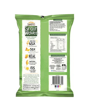Grain Waves Wholegrain Chips Sour Cream & Chives 170g  Pack