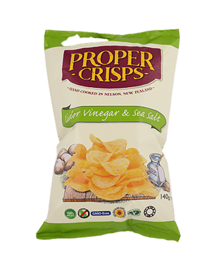 Proper Crisps Cider Vinegar & Sea Salt Chips 140g  Pack