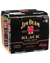 Jim Beam Black Label & Cola Cans 375ml  4 Pack