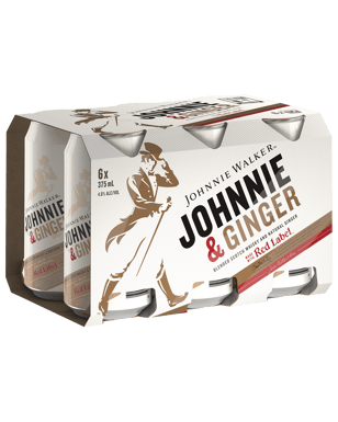 Johnnie Walker & Ginger Cans 375ml  6 Pack