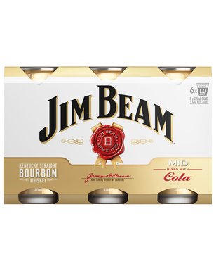 Jim Beam Mid White Label Bourbon & Cola Cans 375ml  6 Pack