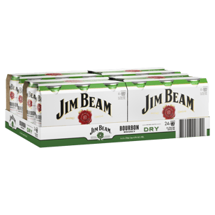 Jim Beam White Label Bourbon & Dry Cans 375ml  24 Can