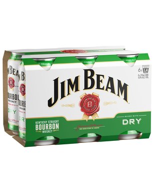 Jim Beam White Label Bourbon & Dry Cans 375ml  6 Pack