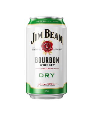 Jim Beam White Label Bourbon & Dry Cans 375ml  Can