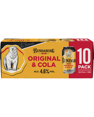 Bundaberg Rum & Cola Cans 10 Pack 375ml  Pack