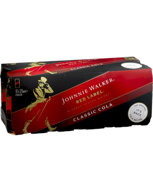 Johnnie Walker Red Label & Cola 10 Pack Cans 375ml  Can